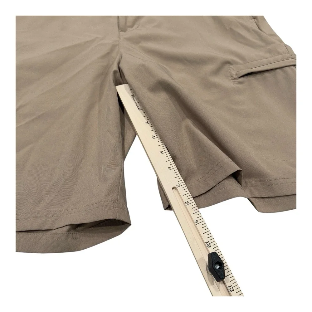 Birdie Bound Golf Shorts Mens 36 Tan Khaki Performance Cargo Flat Front Pocket
